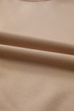 Straw Yellow Ric Rac Color Contrast Ribbed Edge Crewneck T Shirt