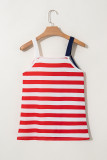 Red Independence Day Stars and Stripes Printed Casual Tank Top