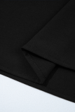 Black Bow Decor Puff Sleeve Split Neck Blouse