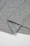 Gray Lace Patchwork Criss Cross V Neck Tank Top