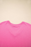 Bonbon V Neck Drop Shoulder Tee and Patchwork Drawstring Shorts Set