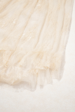 Apricot Lace Cascading Tiered High Waist Maxi Skirt