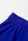 Dark Blue Drawstring High Waist Lined Tennis Skorts