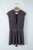 Bristol Black Knit Open Back Cap Sleeve Drawstring Romper