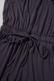 Bristol Black Knit Open Back Cap Sleeve Drawstring Romper