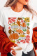 White Pumpkin Flower Print Fall Graphic Cotton Blend Tee