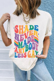 White SHADE NEVER MADE ANYBODY LESS GAY Pride Graphic Tee