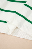 Bright Green Striped Scalloped Edge U Neck Sleeveless Sweater Vest