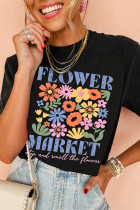 Black FLOWER MARKET Cotton Blend T Shirt