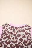 Brown Leopard Pattern Contrast Ribbed Trim Sweater Vest