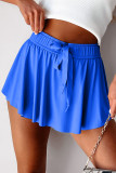 Sky Blue Drawstring High Waist Lined Tennis Skorts