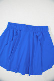 Sky Blue Drawstring High Waist Lined Tennis Skorts