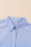 Sky Blue Stripe Button Up Oversized Casual Shirt