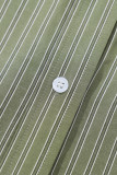 Green Stripe Button Up Oversized Casual Shirt