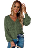 Green Lightweight Buttoned Front Crochet Cardigan