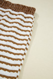 Khaki Stripe Collared Pullover Top and Drawstring Pant Set