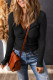 Black Textured Twist Front V Neck Long Sleeve Slim Solid Color Top