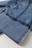 Myosotis Center Seam Cuffed Hem Straight High Waist Jeans