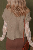 Smoke Gray Textured Knit High Neck Sweater T Shirt