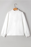 White Lace Patchwork Buttoned Stand Neck Loose Shirt