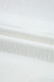 White Lace Patchwork Buttoned Stand Neck Loose Shirt