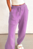Lilac Drawstring Waist Patchwork Solid Color Jogger Pants