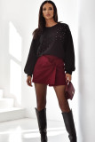 Black Rhinestone Embellished Drop Shoulder Ribbed Cuffs Wholesale Sweatshirt
