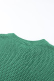 Green-2 Henley Pullover Drop Shoulder Sweater with Slits