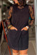 Black Corduroy Sleeveless Mini Dress With Patched Pockets