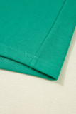 Mint Green Varsity Contrast Striped V Neck Long Sleeve T Shirt Dress with Pockets