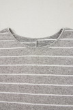 Gray Stripe Dolman Sleeve Drop Shoulder Top
