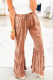 Straw Yellow Mineral Wash Lace-up High Waist Tiered Bell Bottom Pants