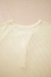 Oatmeal Textured Knit Half Buttons Henley Top