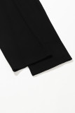 Black Scuba Drawstring High Waist Solid Color Sweatpants