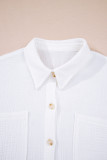 White Cotton Gauze Lace Patchwork Long Sleeve Shirt