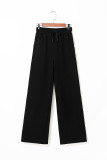 Black Scuba Drawstring High Waist Solid Color Sweatpants