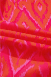 Strawberry Pink Western Aztec Geometric Ruffled 3/4 Sleeve Shirt