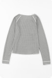 Gray Textured Round Neck Long Sleeve Top
