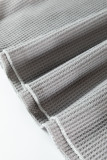 Gray Textured Round Neck Long Sleeve Top