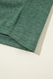 Blackish Green  Asymmetric Seam Detail Solid Color Long Sleeve Top