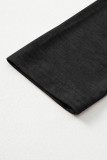 Black Solid Color V Neck Long Sleeve Stretchy Top