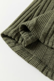 Moss Green Ribbed Contrast Cuffed Round Neck Long Sleeve T Shirt