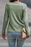 Laurel Green Solid Color Seam Detail Raglan Long Sleeve Top