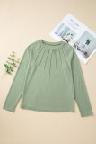 Laurel Green Solid Color Seam Detail Raglan Long Sleeve Top