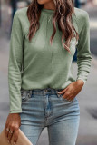 Laurel Green Solid Color Seam Detail Raglan Long Sleeve Top