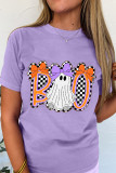 Wisteria Boo Checkered Bow Ghost Halloween Graphic Tee