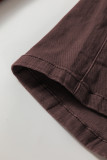 Coffee Loose Straight High Waist Solid Color Jeans