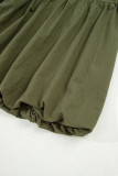 Four Leaf Clover Plus Size Collar Half Button Long Sleeve Ruffle Hem Mini Dress