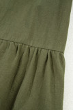 Four Leaf Clover Plus Size Collar Half Button Long Sleeve Ruffle Hem Mini Dress