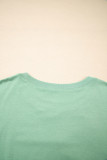 Grass Green Flower Applique Mineral Wash Plus Size Top